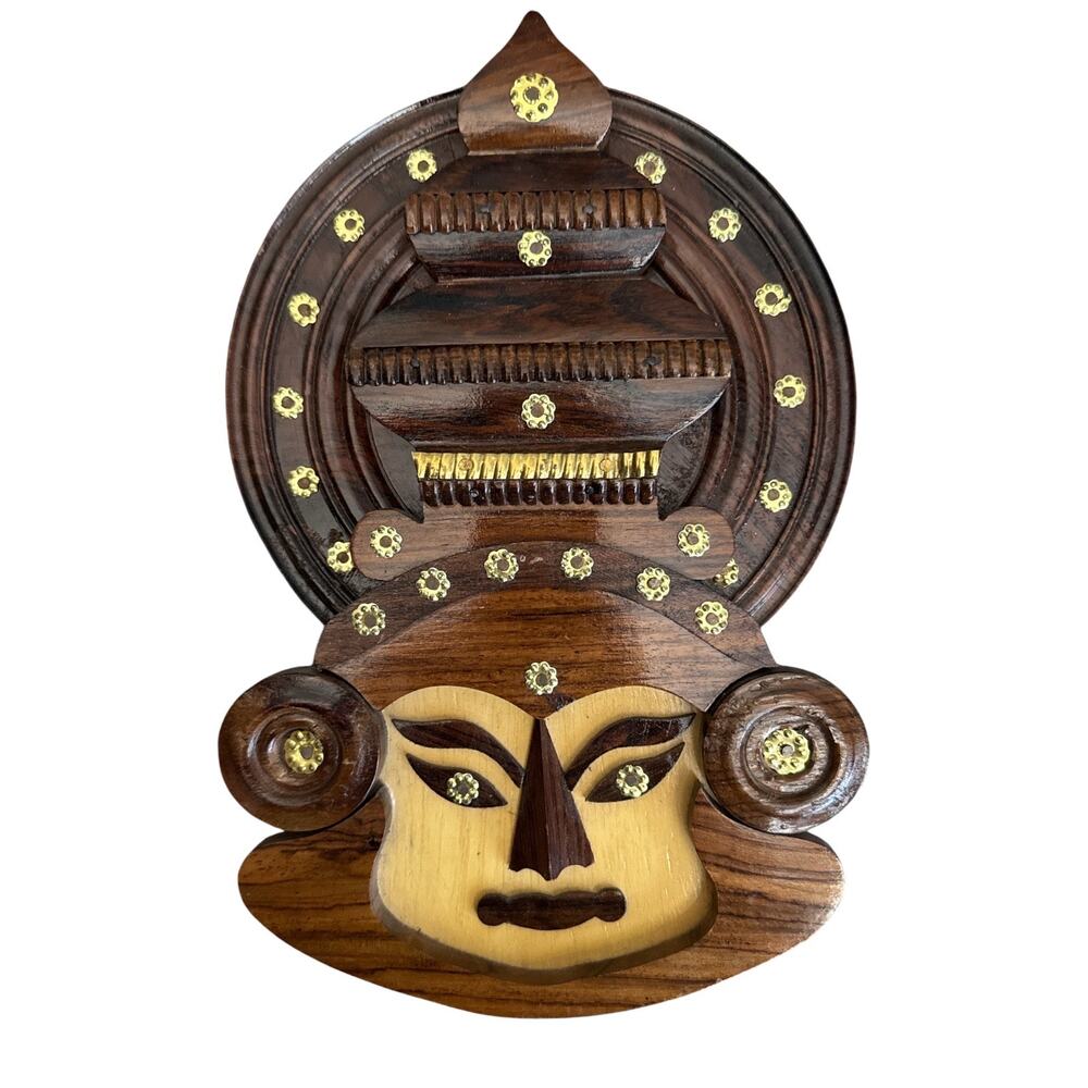 Hand Crafted Wooden Kathakali Wall Mask from India